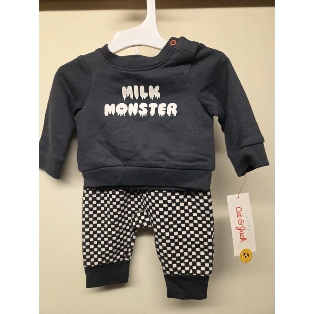 Cat & Jack 2 Piece Milk Monster Outfit Newborn NEW